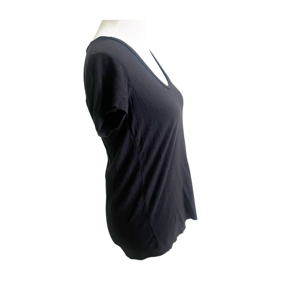 James Perse Women’s Black T-Shirt Deep Scoop Neck Size 1/Small Cotton Basics - Picture 3 of 6